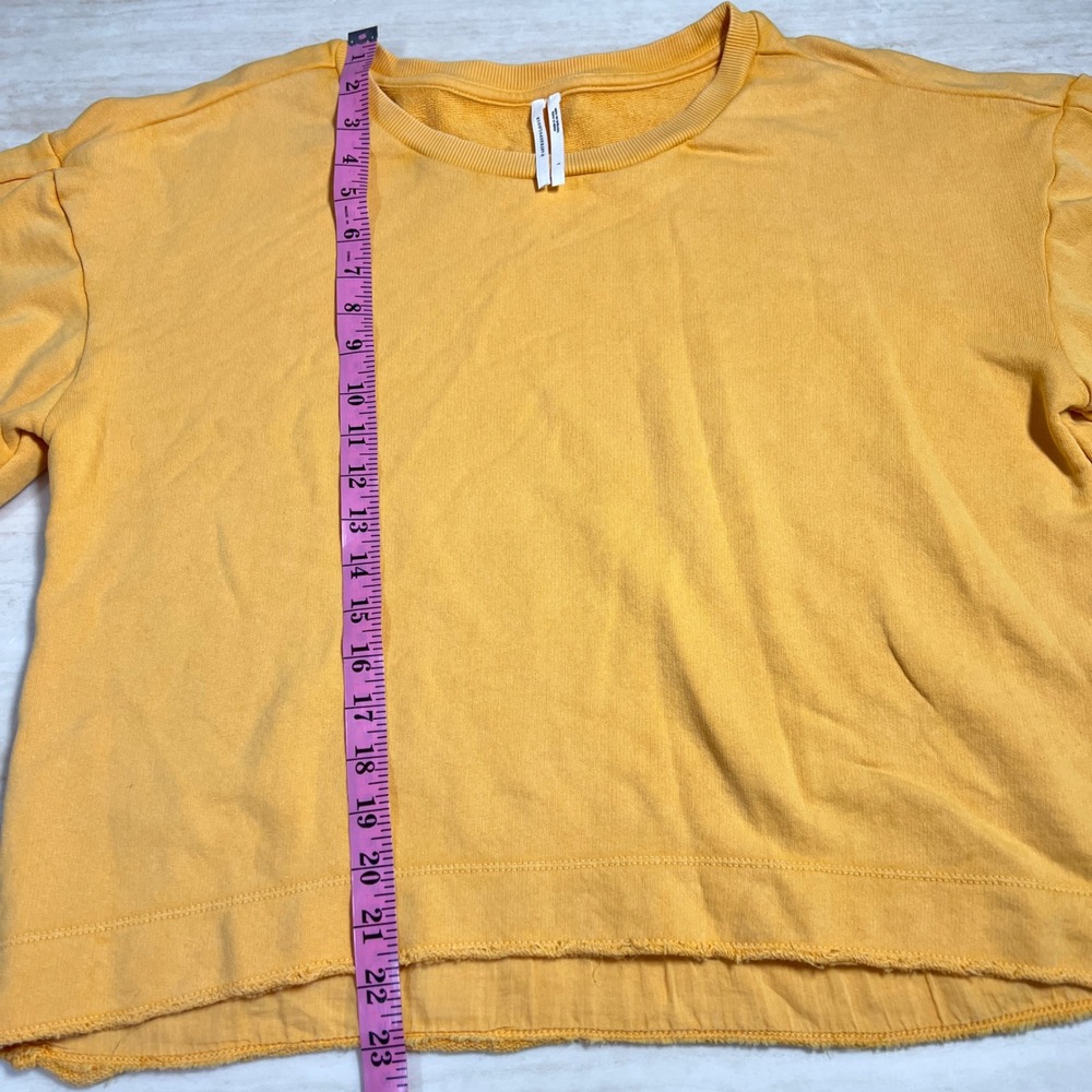 Free People Anthropologie Marigold Yellow Puff Sleeve Cotton Sweatshirt Large - Picture 8 of 9